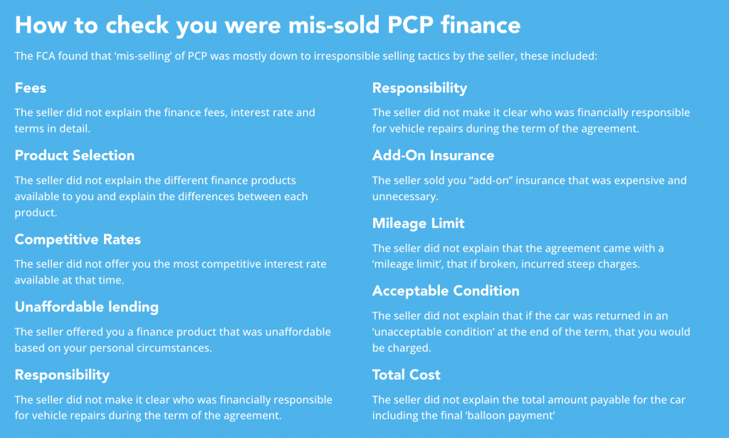 mis sold pcp finance eligibility